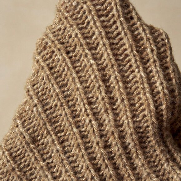 Khaki Casual Women's Off Shoulder Fringe Knit Sweater - Picture 8 of 8